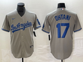Men's Los Angeles Dodgers Shohei Ohtani #17 Gray Player Game Jersey1