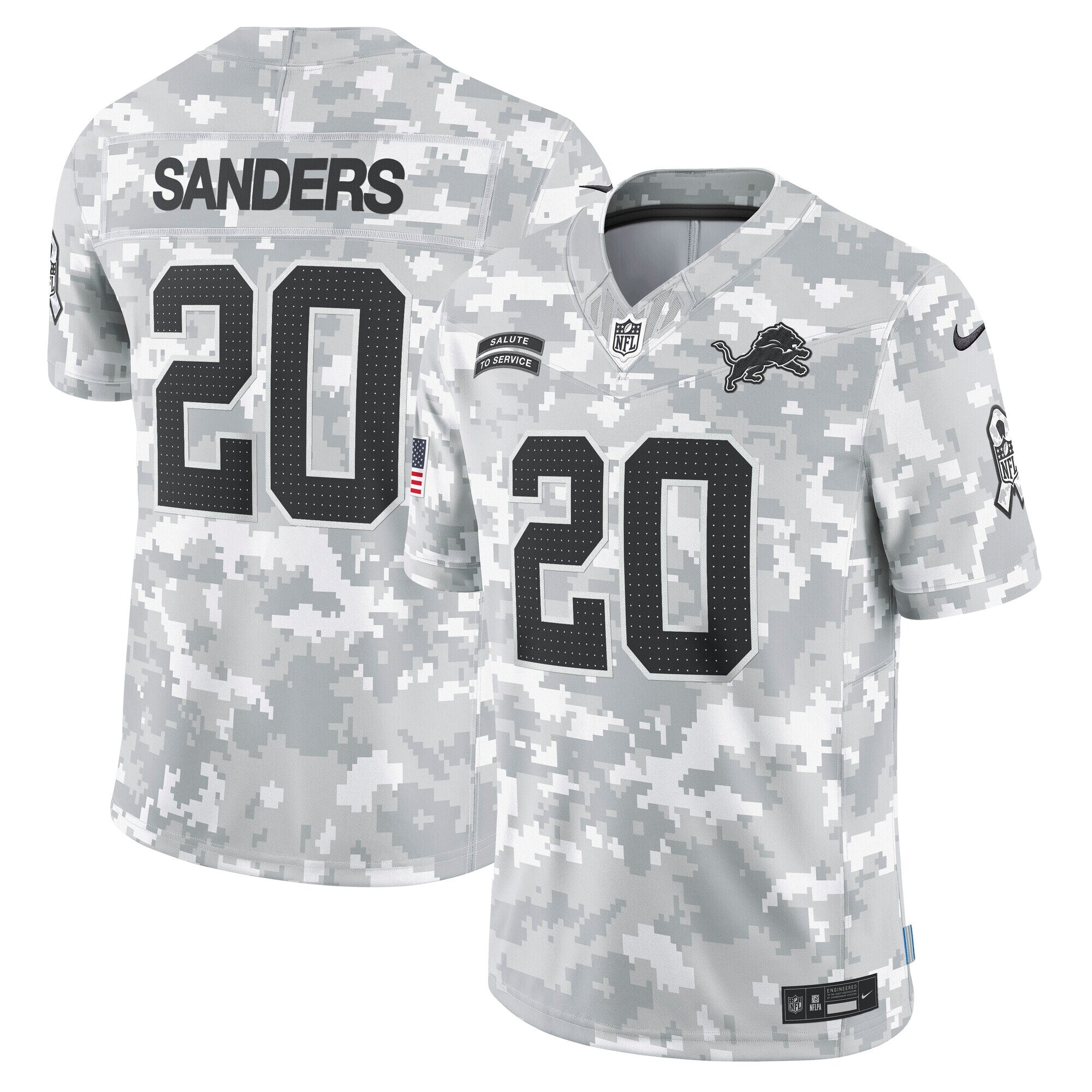 Barry Sanders Detroit Lions Nike 2024 Salute to Service Retired   Limited Jersey - Arctic Camo