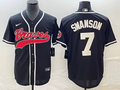 Men's Atlanta Braves Dansby Swanson #7 Black Replica Player Jersey1 Joint Edition
