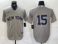 Men's New York Yankees Thurman Munson #15 Gray Replica Player Name Jersey
