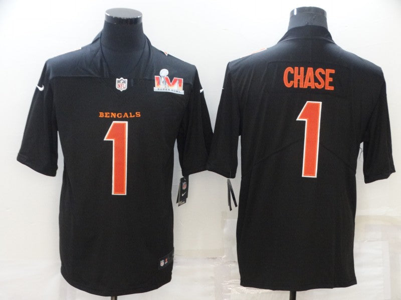 Men's Cincinnati Bengals Ja'Marr Chase #1 Black Player Game Jersey1