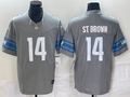 Men's Detroit Lions Amon-Ra St. Brown #14 Gray Game Jersey1