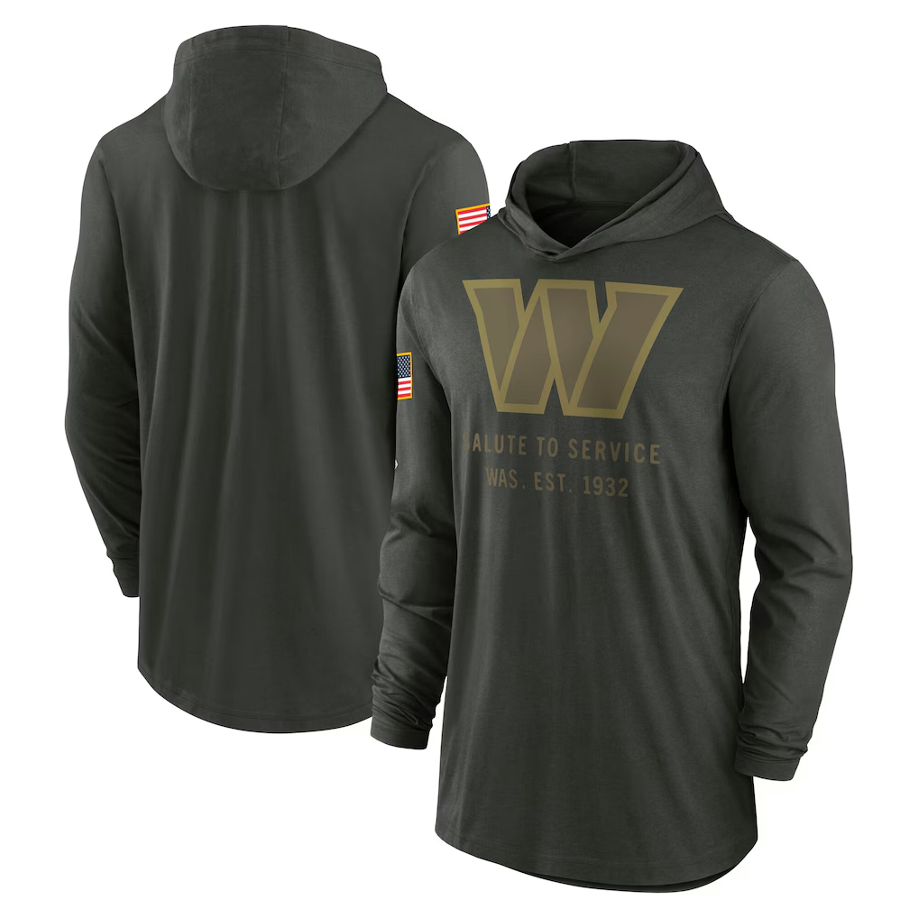 Men's Washington Commanders Forest Green 2025 Salute to Service Sideline Dri-FIT Lightweight Hooded Pullover