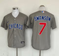 Men's Chicago Cubs Dansby Swanson #7 Gray Replica Player Jersey1