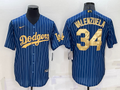 Men's Los Angeles Dodgers Fernando Valenzuela #34 Blue Replica Game Jersey1