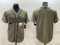 Men's Pittsburgh Steelers Olive 2022 Salute To Service Limited Blank Jersey1