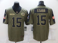 Men's Green Bay Packers Bart Starr #15 Brown Game Jersey1