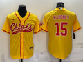 Men's Kansas City Chiefs Patrick Mahomes #15 Gold Game Jersey1 Joint Edition