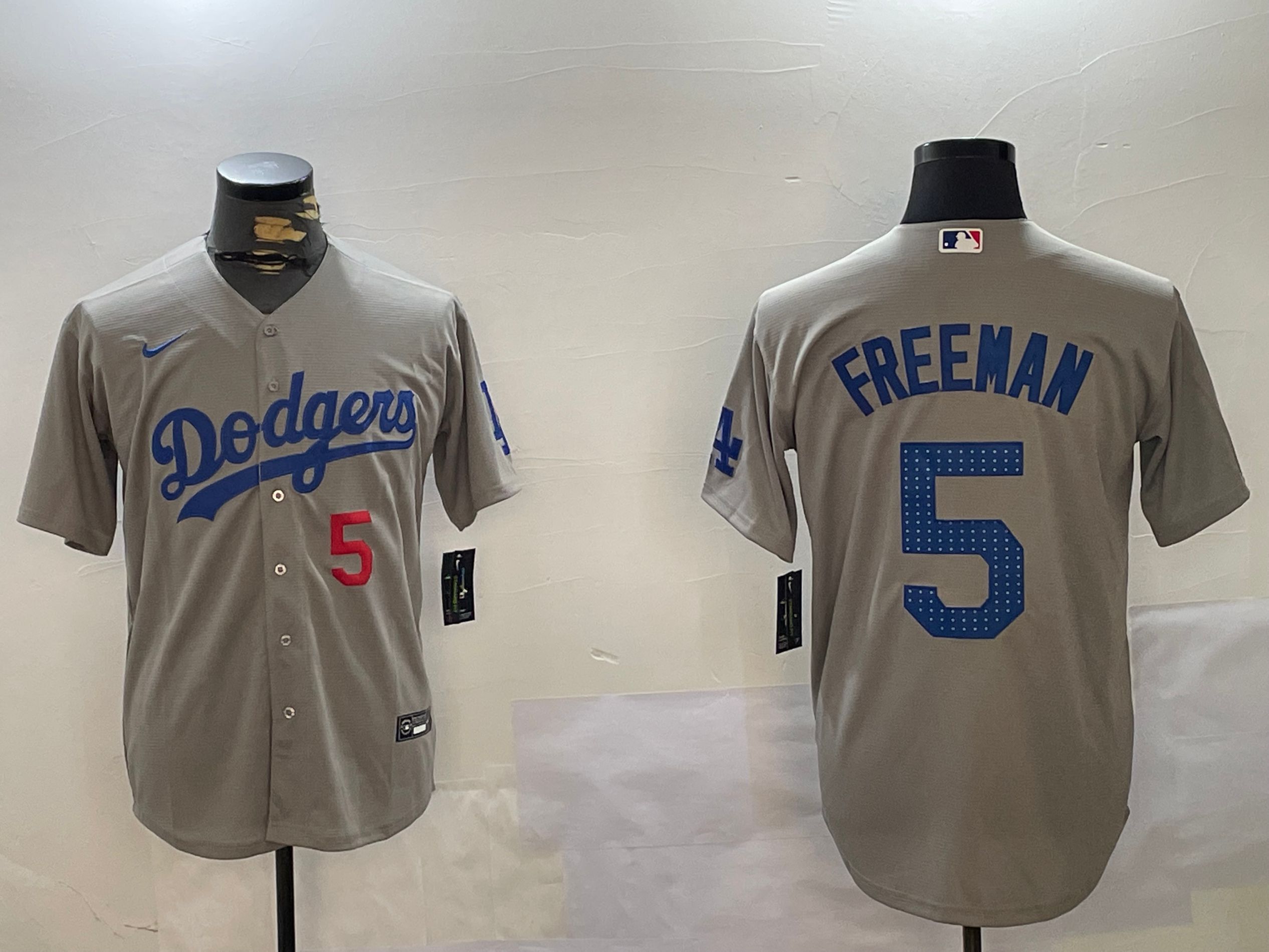 Men's Los Angeles Dodgers Freddie Freeman #5 Gray Team Game Jersey