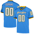 Custom Powder Blue White-Navy Mesh Authentic Throwback Football Jersey