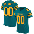 Custom Teal Gold-Black Mesh Authentic Football Jersey