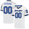 Custom White Blue-Black Mesh Authentic Throwback Football Jersey